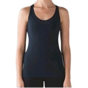 LULULEMON size 4 Deep Breath Tank Removable Cups Navy Blue
